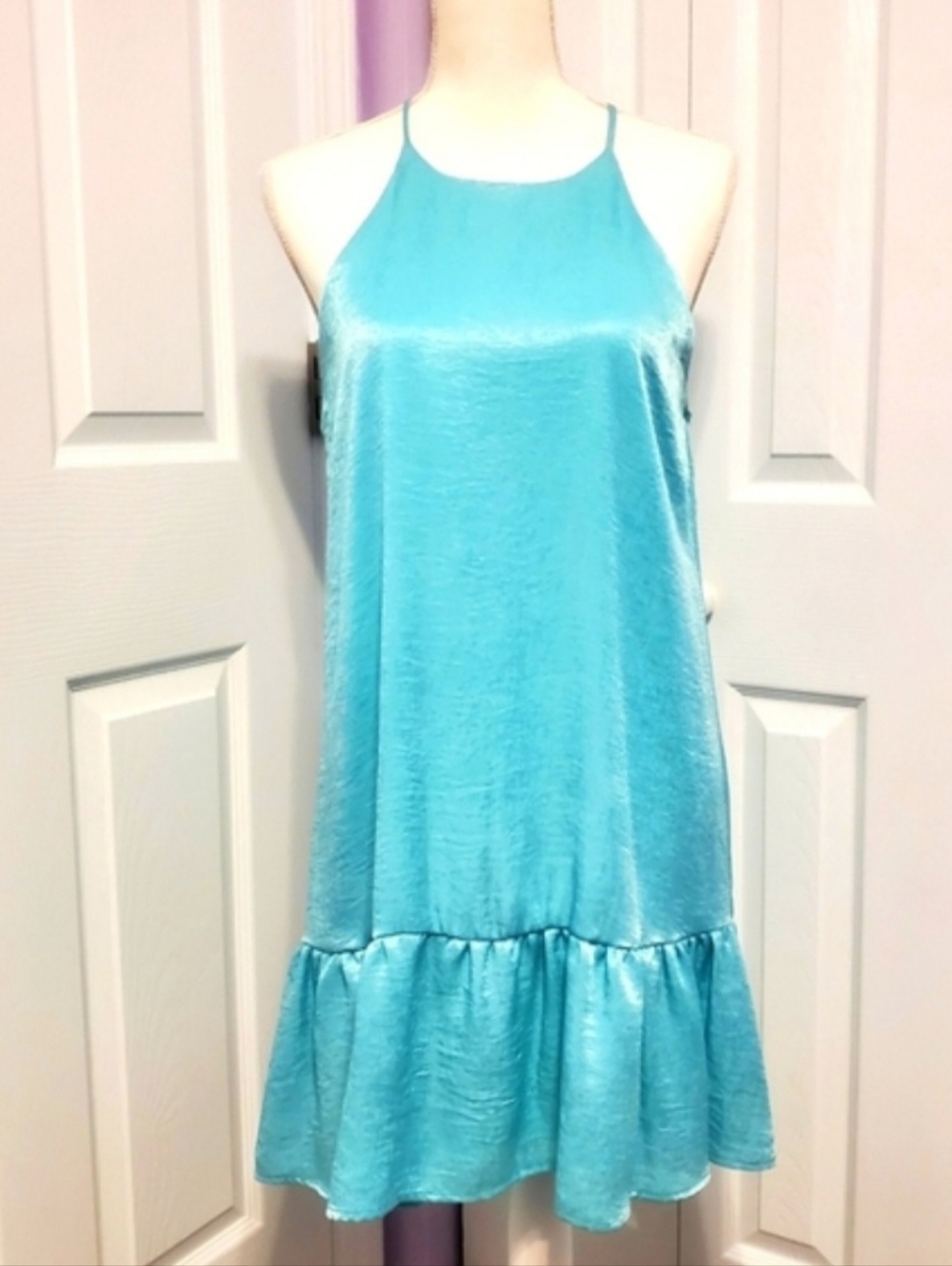 Caramela Light Aqua Sleeveless Summer Dress Women’s Small EUC Spaghetti Strap